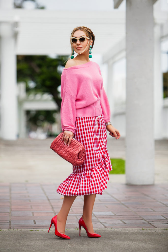 red gingham outfit