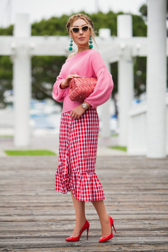 red gingham outfit