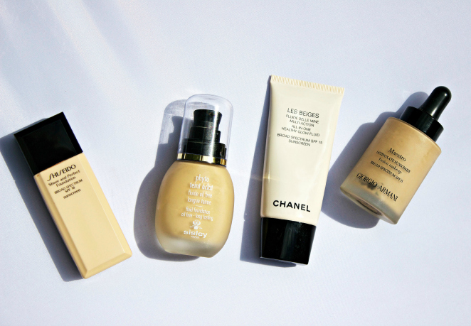 Shiseido Sheer and Perfect Foundation ,Giorgio Armani 'Maestro' Fusion Foundation,CHANEL LES BEIGES ALL-IN-ONE HEALTHY GLOW FLUID,Sisley Paris 'Phyto-Teint Éclat' Fluid Foundation,foundation picks,makeup,cosmetics