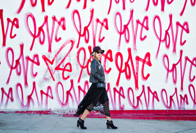 Love Wall,Lace and Leather Outfit,Free People Lace Dress,Saint laurent Bag,Dita Lyon Sunglasses,Love Wall LA,Free People French Court Slip dress,Fedora Hat with Braid,Rag And Bone Fedora Hat,Lace and Braids,Rag and Bone Harrow Boots