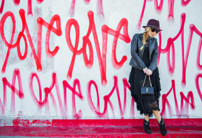 Love Me Love Me,Love Wall,Lace and Leather Outfit,Free People Lace Dress,Saint laurent Bag,Dita Lyon Sunglasses,Love Wall LA,Free People French Court Slip dress,Fedora Hat with Braid,Rag And Bone Fedora Hat,Lace and Braids,Rag and Bone Harrow Boots
