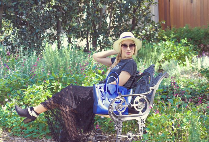 San Ysidro ranch,Lace skirt,Rag and Bone Boots,Rodarte t-shirt,Free People slip dress,Lost in the blooms,Rag and Bone Harrow Boots,Panama hat,Ralph Lauren Ricky bag,Wisteria blooming,Free people French Courtship dress