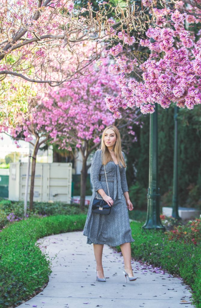pink trumpet tree,pink clouds,valentino camo lock bag,Tylho Acadie Tie-Neck Dress,Valentino camo bag,anthropologie dress,anthropologie pussybow dress,Anthropologie Acadie Tie-Neck Dress,chanel choker necklace, christian louboutin tucsick pumps,christian louboutin pumps