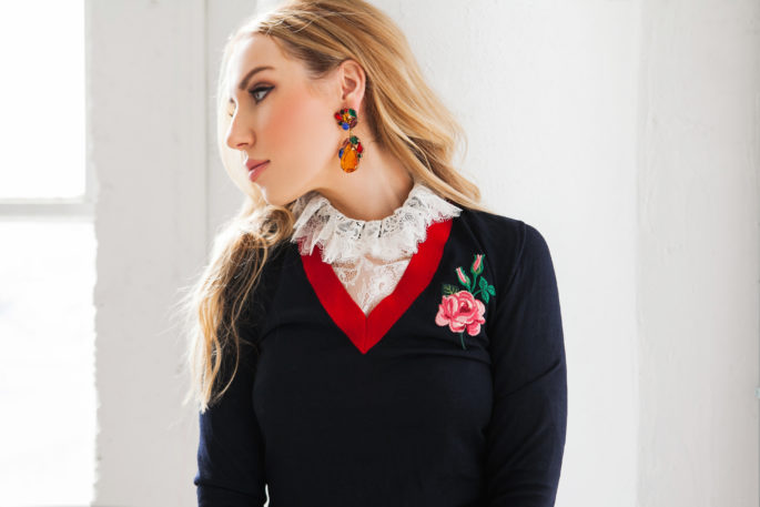 GUCCI flower Embroidered Knit Sweater,gucci knit top,Gucci Sweater,Gucci pleated skirt,Gucci outfit,gucci embroidered top,GUCCI rose Embroidered Knit Sweater,Gucci full look,GUCCI Pleated metallic striped midi skirt,Gucci Pearl loafers,Gucci flower Bag,Gucci Peyton,Gucci peyton loafers,GUCCI Rose Knit Sweater,Philosophy Di Lorenzo Serafini Lace Blouse