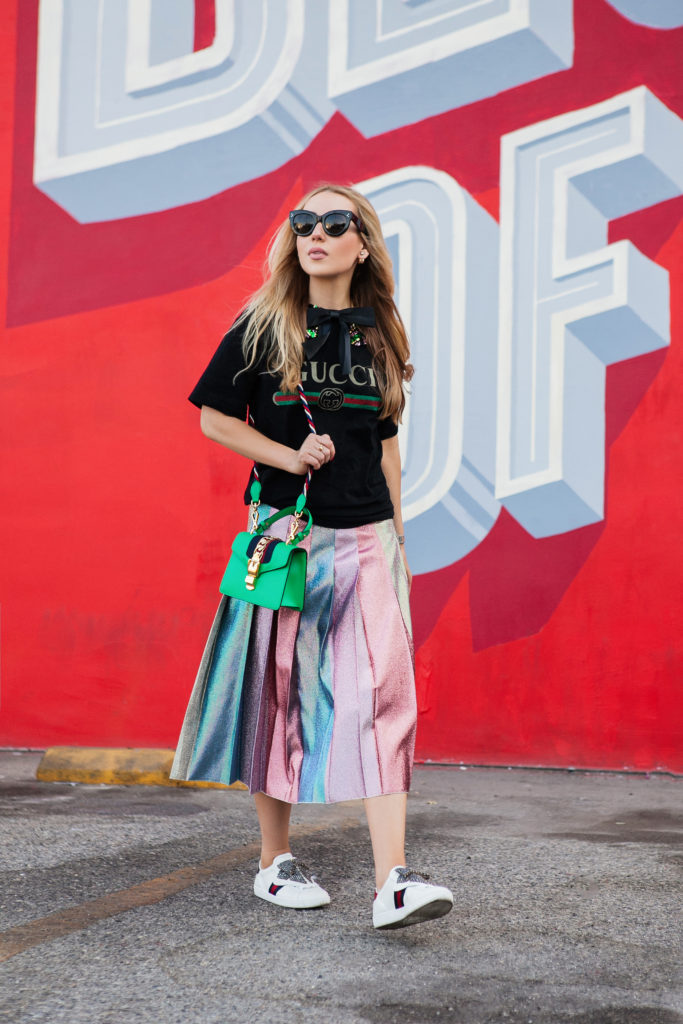 BEST OF LA MURAL,Gucci street style 2017,Gucci Pleated lamé midi skirt,Gucci logo cotton T-shirt,Gucci logo collared cotton T-shirt,Best of LA street art mural,Gucci fake t-shirt,Gucci Logo-Print T-Shirt with Removable Sequin-Embroidered Collar,Gucci sylvie-mini-leather-crossbody-bag,Gucci New Ace Crystal Bow Sneaker,Gucci sylvie,Gucci ace bow sneakers,Gucci New Ace Crystal Sneaker,Gucci lamé midi skirt
