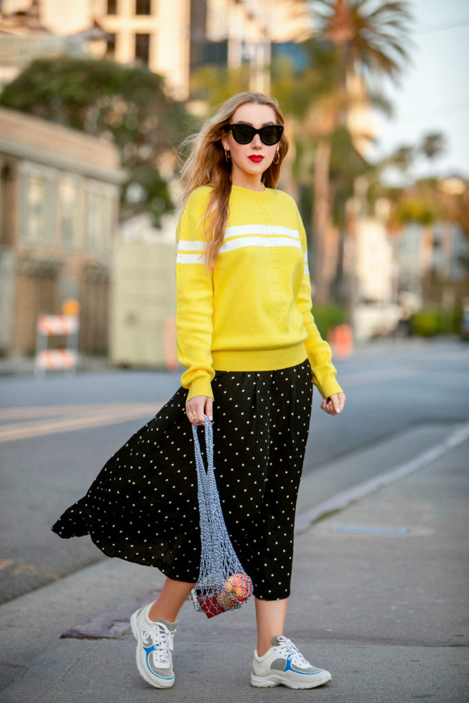 & Other Stories sweater,& Other Stories yellow sweater,ugly sneaker trend,how to wear yellow and Other Stories sweater,chanel sneakers,chanel cc sneakers,celine net bag,how to style chanel cc sneakers,What To Wear With My Ugly Sneakers,how to wear fishermans net bag,how to style sneakers 2018,celine net bag trend,celine net bag trend 2018,celine sunglasses, mac ruby woo lipstick