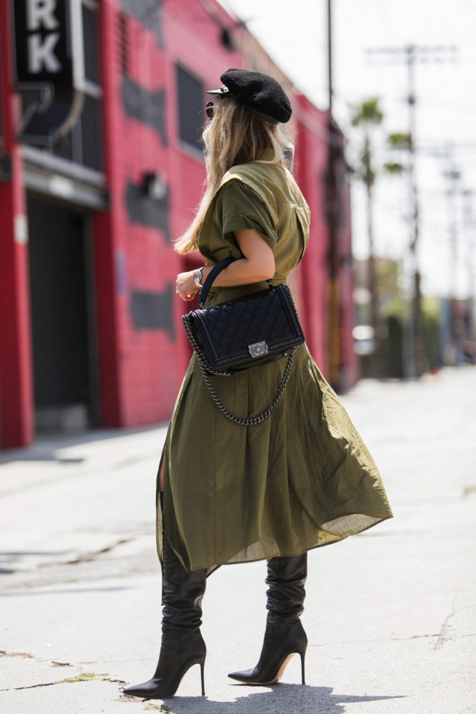 Eugenia Kim Marina cap hat,how to style gianvitto rossi otk boots for fall,Eugenia Kim Marina Hat,How to wear dress and boots for fall 2018,GIANVITO ROSSI leather over-the-knee boots,Sea Kinney Double-Belted Combo Cotton-Linen Midi Dress,Sea Ny belted dress,eugenia kim marina cap,GIANVITO ROSSI leather boots,GIANVITO ROSSI over-the-knee boots,Chanel boy bag with boots,Sea NY khaki belted dress,Sea NY green dress,Sea Kinney Cotton-Linen Midi Dress,How to wear khaki green for fall 2018,Gianvitto rossi boots and chanel boy bag