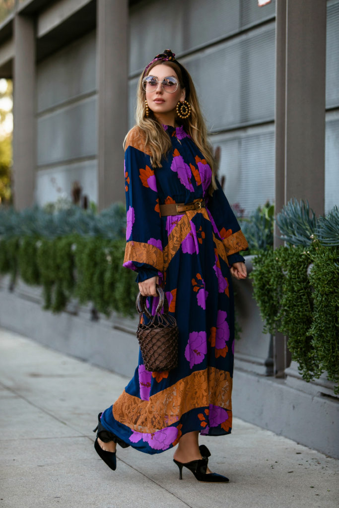 Resort Colors,The Row Coco,Dress Dodo Bar Or print,The Row shoes,The Row Coco Mules,STAUD Moreau Bag,STAUD Mini Moreau,STAUD Mini Moreau Bag,Maxi Dress Dodo Bar Or,Marni earrings,What to wear on vacation 2019,Free People headband,Dress by Dodo Bar Or,Chloe Carlina sunglasses,Row Coco mules